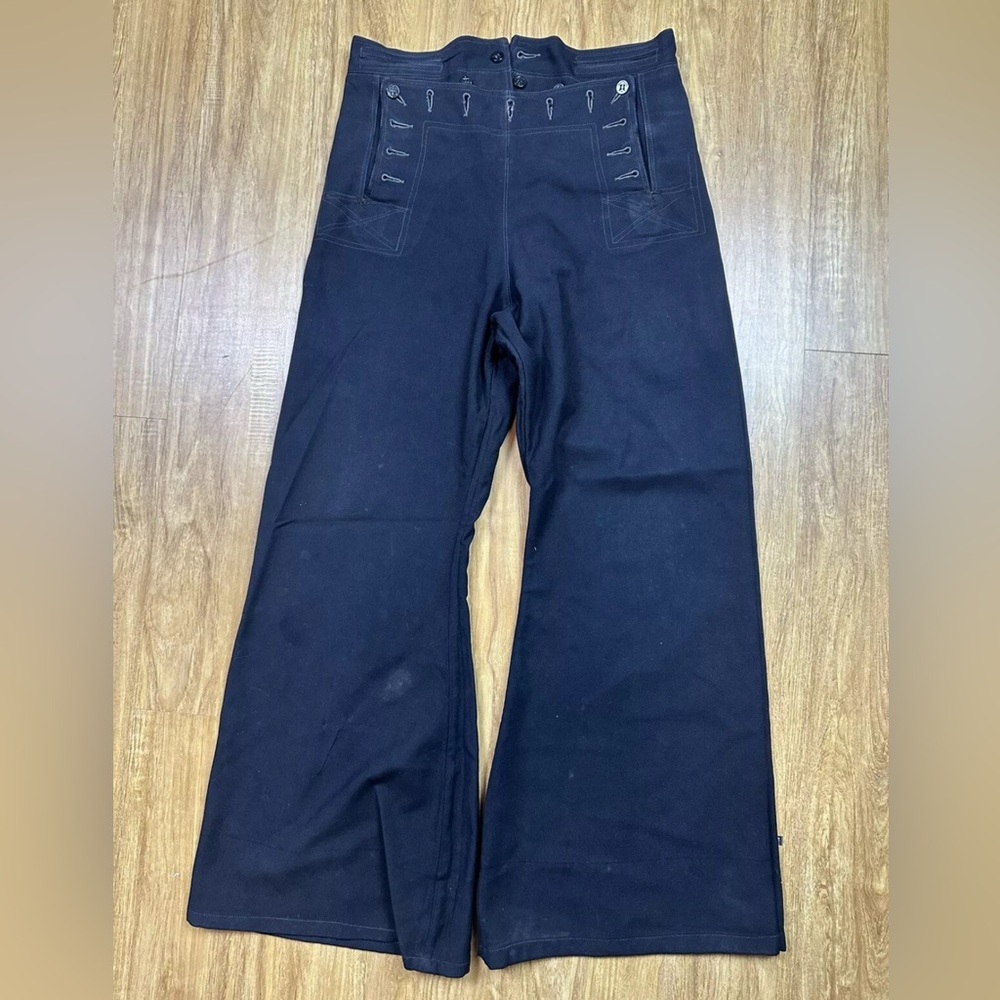Vintage 1940s WW2 US Navy Crackerjack 13 Button Sailor Flared Pants 29x29